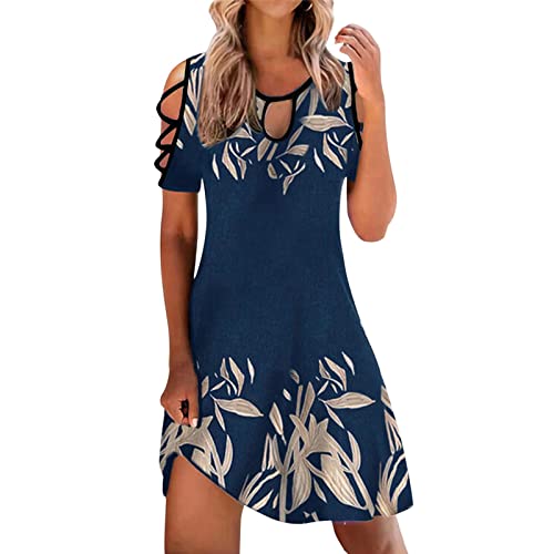 Sommerkleider Damen,Sommerkleid Damen Elegant Minikleid Boho A Linien Shirtkleid Freizeitkleider Sommer Leicht Strandkleid Tunika Elbise Brautkleid Abschlussballkleid Hemdkleid Leichte Partykleid von SKFLABOOF