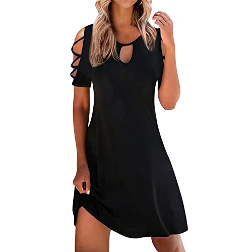 Sommerkleider Damen,Sommerkleid Damen Elegant Minikleid Boho A Linien Shirtkleid Freizeitkleider Sommer Leicht Strandkleid Tunika Elbise Brautkleid Abschlussballkleid Hemdkleid Leichte Partykleid von SKFLABOOF