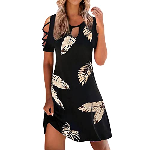 Sommerkleider Damen,Sommerkleid Damen Elegant Minikleid Boho A Linien Shirtkleid Freizeitkleider Sommer Leicht Strandkleid Tunika Elbise Brautkleid Abschlussballkleid Hemdkleid Leichte Partykleid von SKFLABOOF