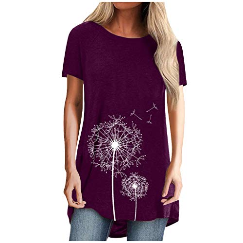 T-Shirt Damen Oversize - Oberteile Damen Frühling Kurzarm Oversize Festliche Longshirt Longbluse Bluse Lässig Mode Tunika Longshirt Sommer Hübsche Longtops Blusentop Top von SKFLABOOF