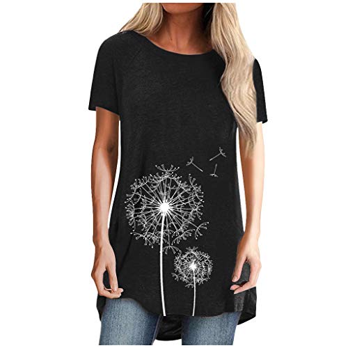 T-Shirt Damen Oversize - Oberteile Damen Frühling Kurzarm Oversize Festliche Longshirt Longbluse Bluse Lässig Mode Tunika Longshirt Sommer Hübsche Longtops Blusentop Top von SKFLABOOF