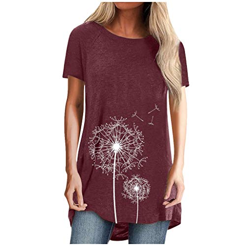 T-Shirt Damen Oversize - Oberteile Damen Frühling Kurzarm Oversize Festliche Longshirt Longbluse Bluse Lässig Mode Tunika Longshirt Sommer Hübsche Longtops Blusentop Top von SKFLABOOF