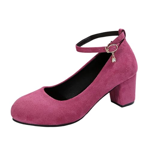 Trachtenschuhe Damen - Oktoberfest Hohe Schuhe Zum Dirndl High Heels Trachtenstiefel Mit Absatz Bequem Stöckelschuhe Pumps Absatzschuhe 004d Pink, 42/EU von SKFLABOOF
