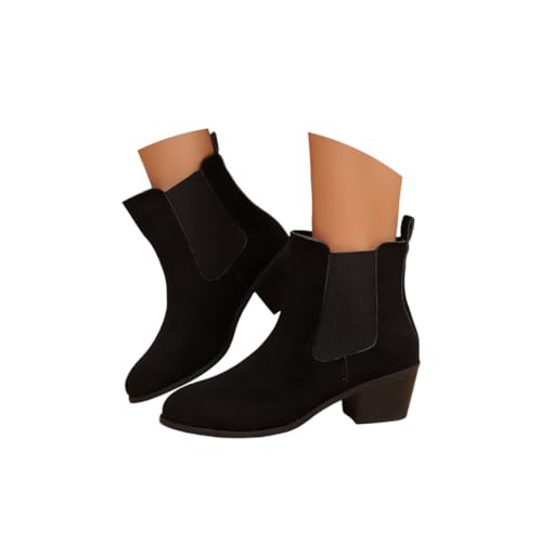 stiefeletten schwarz damen, Damen Mit Absatz Winter Shoes Women Boots Winterboots Herbstschuhe High Heels Damenstiefeletten Schuhe Elegant 003a Schwarz, 42 EU von SKFLABOOF