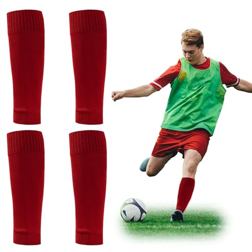 SKHAOVS 2 Paar Fußball Schienbeinschutz Socken, Fussball Socken, Fußballsocken-Ärmel, Training Socks, Atmungsaktive Fußball Schienbeinschoner, Football Socks für Sport und Training von SKHAOVS