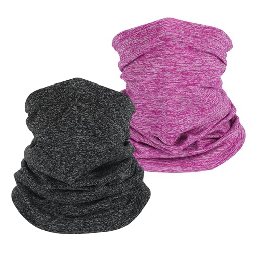 SKHAOVS 2 Stück Unisex Multifunktionstuch Schlauchschal,Halswärmer Snood,Winter Loop Schal,Fleece Halswärmer Winter für Outdoor Laufen Radfahren Motorrad (Schwarz Rosa) von SKHAOVS