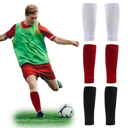 SKHAOVS 3 Paar Fußball Schienbeinschutz Socken Ärmel für Fußballsocken, Fußball Socken, Grip Socken Fußball, Schienbeinschutz Socken, elastisch langlebig Knieschutzstrumpf (3 Paar) von SKHAOVS