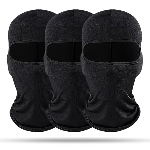 SKHAOVS 3 Pack Sturmhaube für Herren und Damen, Dünn Skimaske, Balaclava, Atmungsaktiv Gesichtshaube Sturmmaske, Schwarz Vollgesichtsmaske, Winddicht, Einheitsgröße, für Outdoorsports (Schwarz) von SKHAOVS