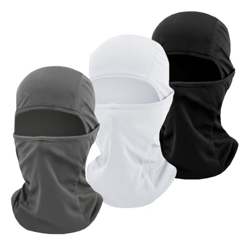 SKHAOVS 3 Stück Sturmhauben, Motorradmaske, Hals Gaiter, Gesichtshaube, Skimaske, UV-Schutz, Atmungsaktiv Winddicht Balaclavas, Unisex für Outdoor Sports Radfahren von SKHAOVS