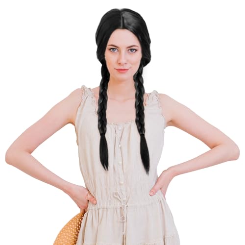 SKHAOVS Perücke,Lange geflochtene Zöpfe Perücke,Haarteil Geflochtene Lange Zöpfe Synthetische Perücken,für Faschingskostüme Karneval Halloween Cosplay Fasching Karneval (Schwarz) von SKHAOVS