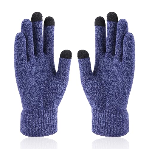 SKHAOVS Strickhandschuhe Winter für Herren Damen Touchscreen Warme Thermo Fleece Strickhandschuhe, Laufhandschuhe Motorradhandschuhe Handschuhe, Flexible und Angenehm, Einheitsgröße (Blau) von SKHAOVS