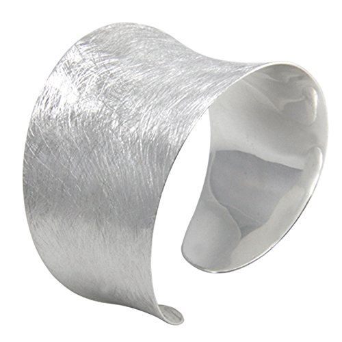 Silber Armreif Goldschmiedearbeit aus Deutschland (Sterling Silber 925, mattiert) Breite 35 mm Damen Armband Armspange von Skielka Designschmuck