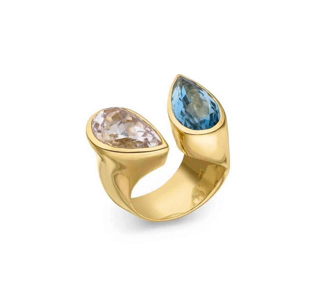 SKIELKA DESIGNSCHMUCK Goldring Aquamarin Kunzit Ring Duo" (Gelbgold 585), massive hochwertige Verarbeitung" von SKIELKA DESIGNSCHMUCK