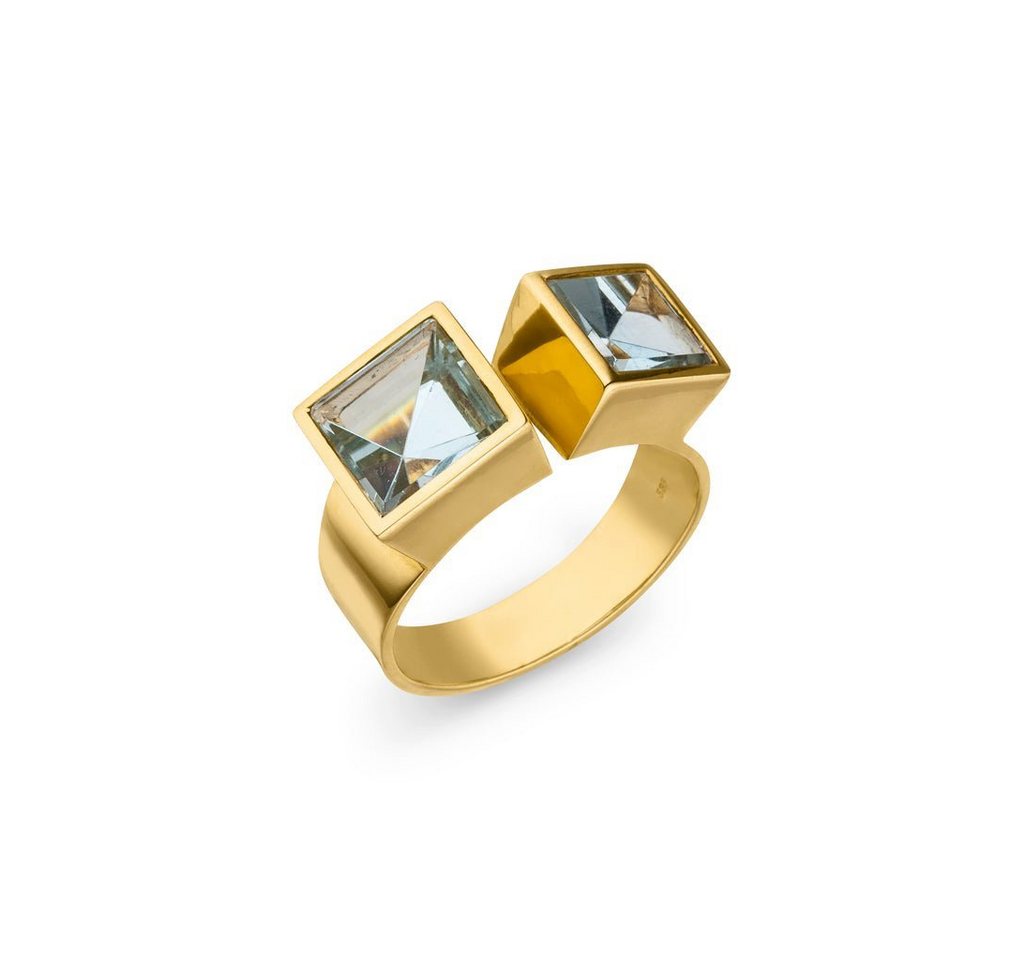SKIELKA DESIGNSCHMUCK Goldring Aquamarin Ring Duo" 8 ct. (Gelbgold 585), massive hochwertige Verarbeitung" von SKIELKA DESIGNSCHMUCK
