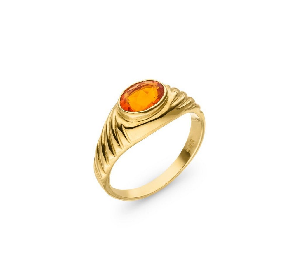 SKIELKA DESIGNSCHMUCK Goldring Feueropal Ring 0,9 ct. (Gelbgold 585), hochwertige Goldschmiedearbeit aus Deutschland von SKIELKA DESIGNSCHMUCK