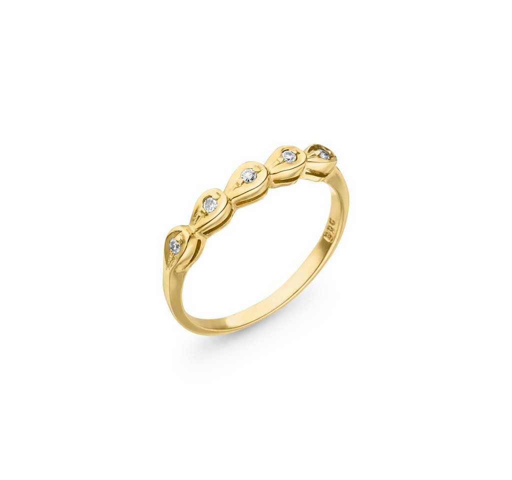 SKIELKA DESIGNSCHMUCK Goldring Goldring mit 5 Diamanten (Gelbgold 585), hochwertige Goldschmiedearbeit aus Deutschland von SKIELKA DESIGNSCHMUCK