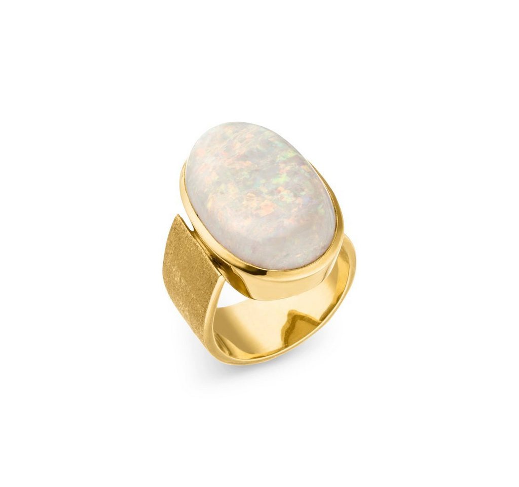 SKIELKA DESIGNSCHMUCK Goldring Opal Ring 15,71 ct. (Gelbgold 750), hochwertige Goldschmiedearbeit aus Deutschland von SKIELKA DESIGNSCHMUCK