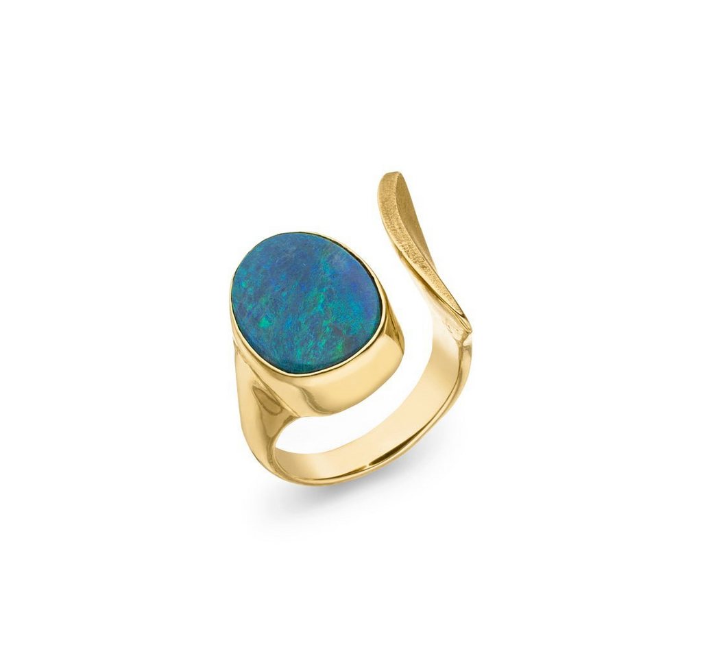 SKIELKA DESIGNSCHMUCK Goldring Opal Ring 8 ct. (Gelbgold 585), hochwertige Goldschmiedearbeit aus Deutschland von SKIELKA DESIGNSCHMUCK