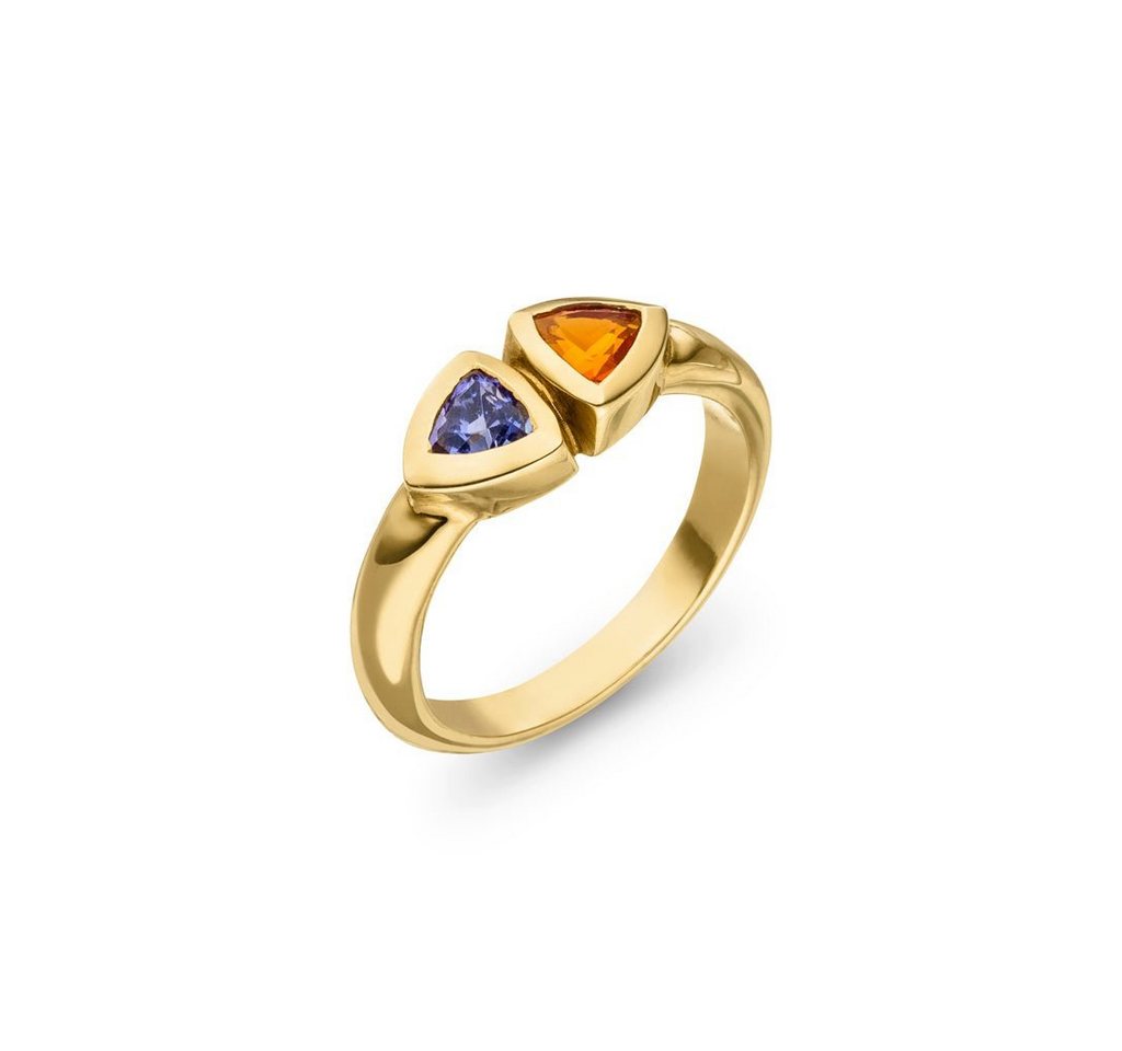 SKIELKA DESIGNSCHMUCK Goldring Tansanit Feueropal Ring Double Trillion" (Gelbgold585), hochwertige Goldschmiedearbeit aus Deutschland" von SKIELKA DESIGNSCHMUCK