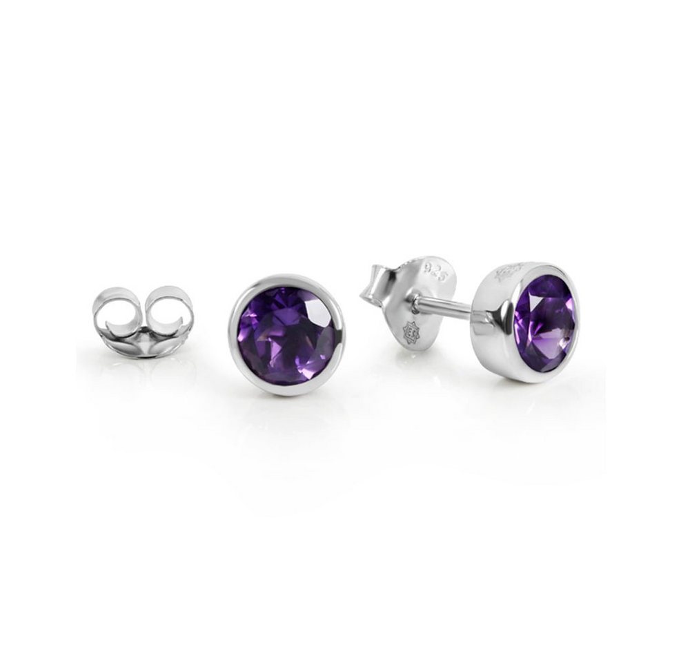 SKIELKA DESIGNSCHMUCK Paar Ohrstecker Amethyst Ohrstecker 7 mm (Sterling Silber 925), hochwertige Goldschmiedearbeit aus Deutschland von SKIELKA DESIGNSCHMUCK