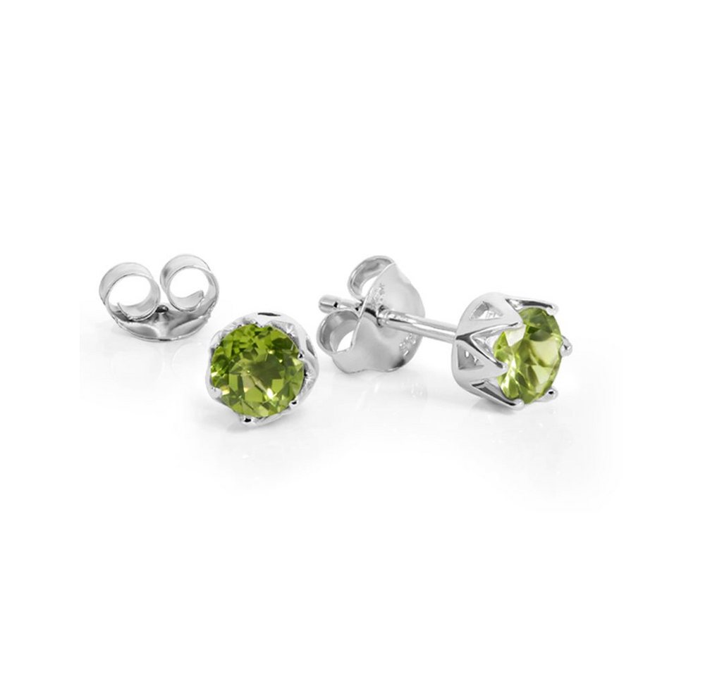 SKIELKA DESIGNSCHMUCK Paar Ohrstecker Peridot Ohrstecker 5 mm (Sterling Silber 925), hochwertige Goldschmiedearbeit aus Deutschland von SKIELKA DESIGNSCHMUCK