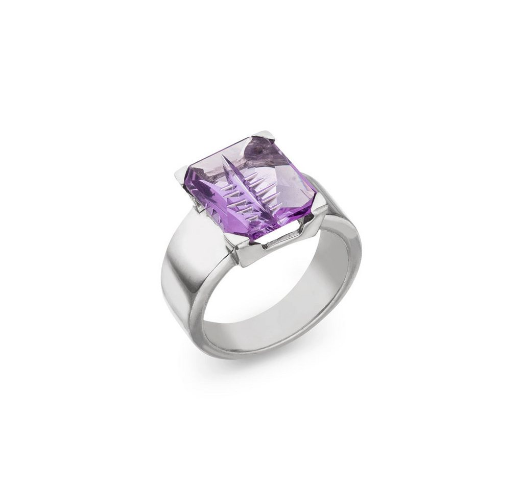 SKIELKA DESIGNSCHMUCK Silberring Amethyst Ring Engraved" 13x11 mm (Sterling Silber 925) (1-tlg), hochwertige Goldschmiedearbeit aus Deutschland" von SKIELKA DESIGNSCHMUCK