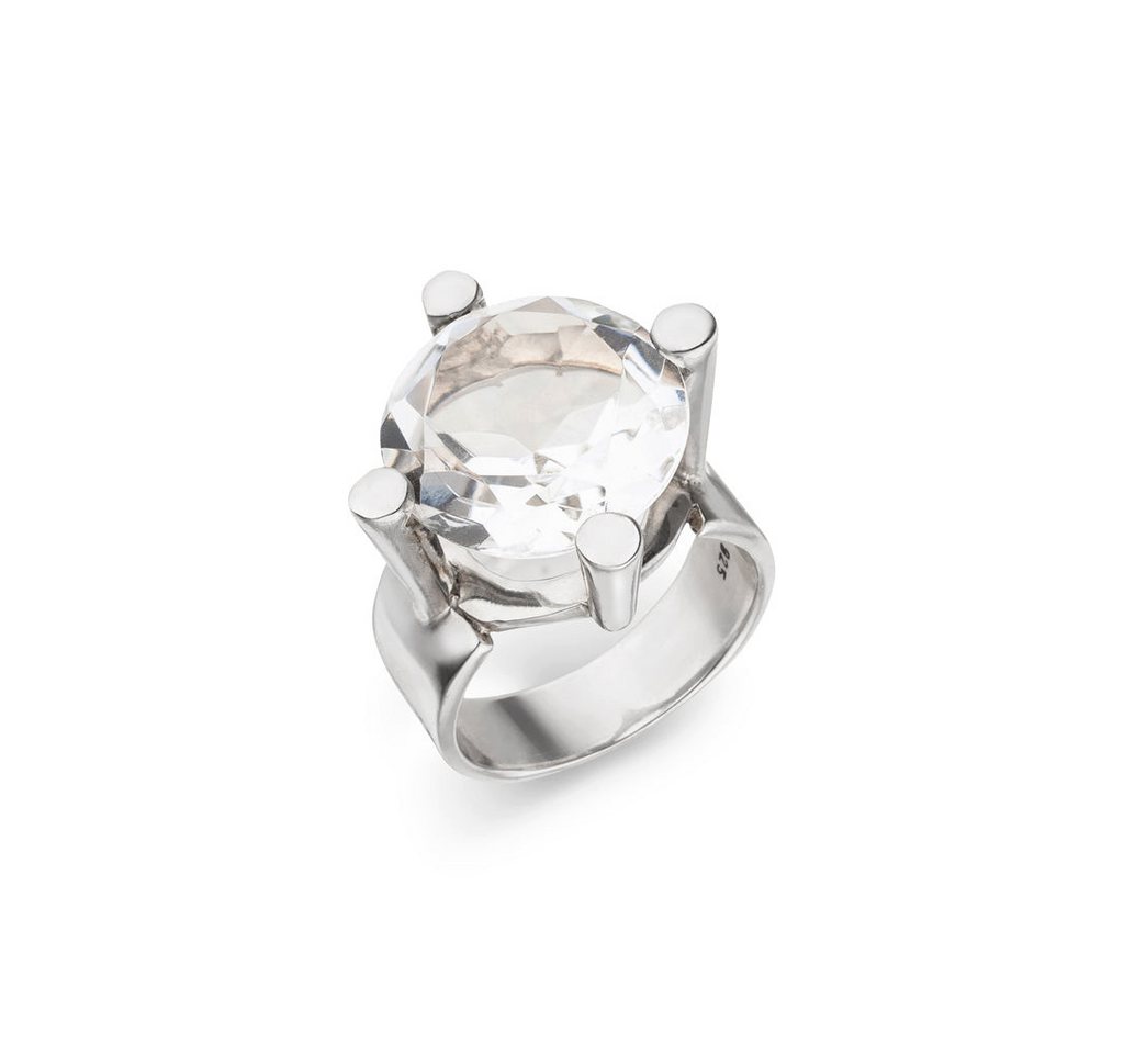 SKIELKA DESIGNSCHMUCK Silberring Bergkristall Ring Round" ca. 16 mm (Sterling Silber 925) (1-tlg), hochwertige Goldschmiedearbeit aus Deutschland" von SKIELKA DESIGNSCHMUCK