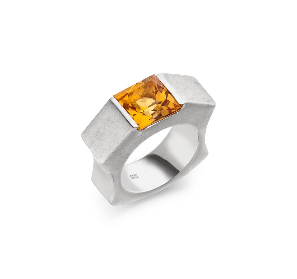 SKIELKA DESIGNSCHMUCK Silberring Citrin Ring Square" 10x10 mm (Sterling Silber 925) (1-tlg), hochwertige Goldschmiedearbeit aus Deutschland" von SKIELKA DESIGNSCHMUCK