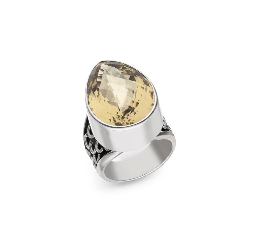 SKIELKA DESIGNSCHMUCK Silberring Lemon Citrin Ring Checkerboard" (Sterling Silber 925) (1-tlg), hochwertige Goldschmiedearbeit aus Deutschland" von SKIELKA DESIGNSCHMUCK