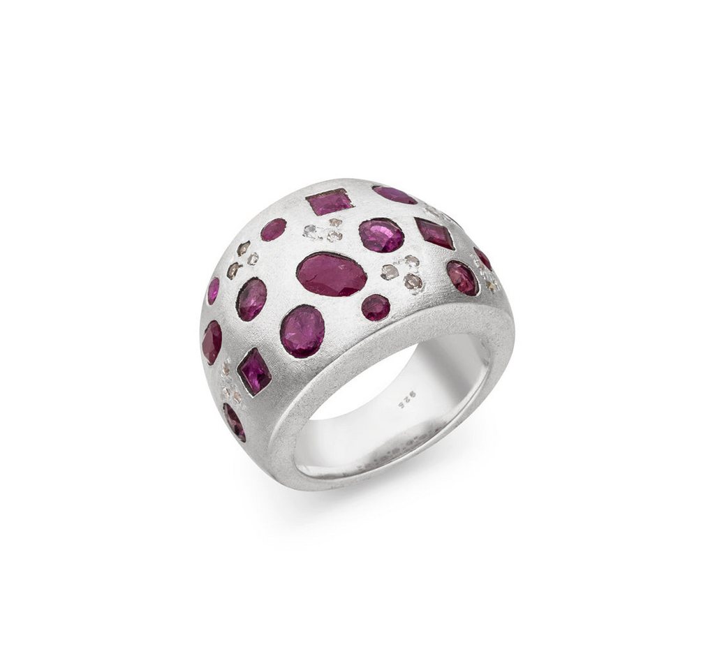 SKIELKA DESIGNSCHMUCK Silberring Rubin Ring Sternenhimmel" mit Diamanten (Sterling Silber 925) (1-tlg), hochwertige Goldschmiedearbeit aus Deutschland" von SKIELKA DESIGNSCHMUCK