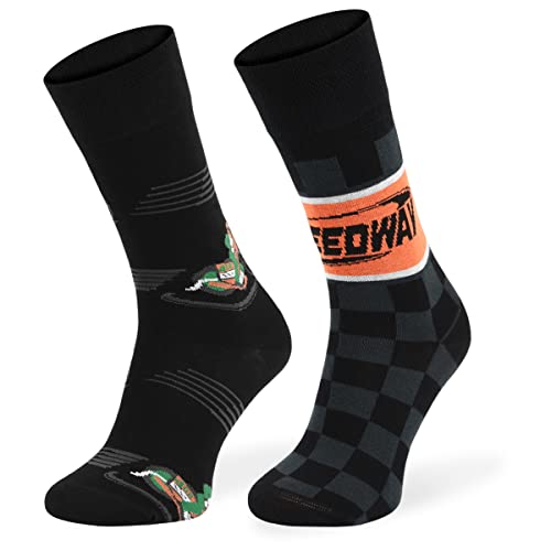 Autosiatki Bunte Interessante Socken - Lustige Seltsame Socken - Verrückte Ausgefallene Socken - Skurrile Socken für Erwachsene - Baumwolle - für Frauen Männer - Speedway - 39-42 von SKIETY