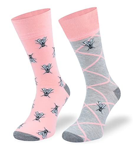 SKIETY Bunte Interessante Socken - Lustige Seltsame Socken - Verrückte Ausgefallene Socken - Skurrile Socken für Erwachsene - Baumwolle - für Frauen Männer - Fliegen - 39-42 von SKIETY