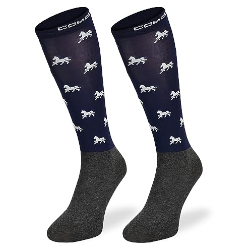 SKIETY Reitsocken aus Mikrofaser – Damen & Kinder – Kniestrümpfe Unisex Erwachsene & Kinder – Größe 35-38 – Farbe SPJM_HORSES03 – 1 Stück von SKIETY