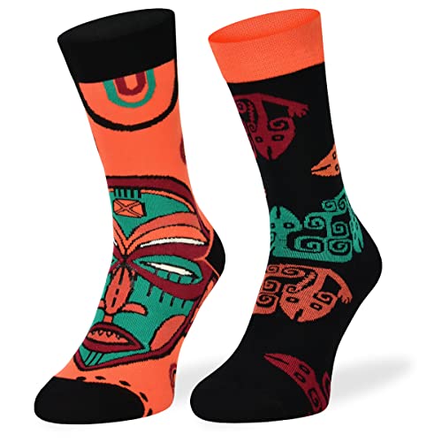 SKIETY Ungleiche Bunte Lustige Socken – Lustige Schrullige Helle Socken – Verrückte Socken - Ausgefallene Socken für Erwachsene - 70% Baumwolle - für Männer – Afrika – 43-46 von SKIETY