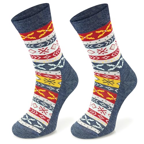 SKIETY Wolltrekkingsocken Comodo Everyday/Hiking Merino - Wandersocken - Kombination von Merinowolle und Acryl - Merino - Made In Eu - Für Frühling Sommer Bergsocken - Denim - Größe 35-38 von SKIETY
