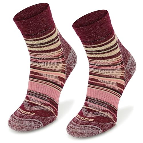 SKIETY Wolltrekkingsocken Comodo Light Weight Quarter - Wandersocken - 65% Merinowolle - Merino - Made In Eu - Atmungsaktiv - Thermoaktiv Bergsocken - Kirschrosa - Größe 39-42 von SKIETY