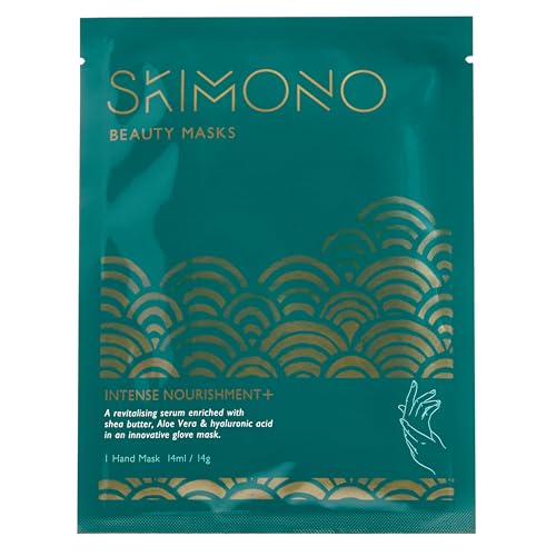 Skimono Intense Nourishment+ Handmaske Intensive Feuchtigkeitsspendende Biozellulose-Behandlungshandschuhe mit Sheabutter, Aloe Vera & Hyaluronsäure, 14 ml, perfekte Verwöhngeschenke für Frauen Skimono Intense Nourishment+ Handmaske Intensive Feuchtigkeitsspendende Biozellulose-Behandlungshandschuhe mit Sheabutter, Aloe Vera & Hyaluronsäure, 14 ml, perfekte Verwöhngeschenke für Frauen von SKIMONO