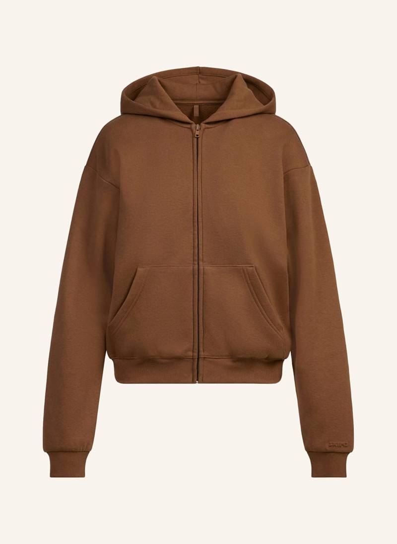 Skims Lounge-Sweatjacke Cotton-Fleece braun von SKIMS