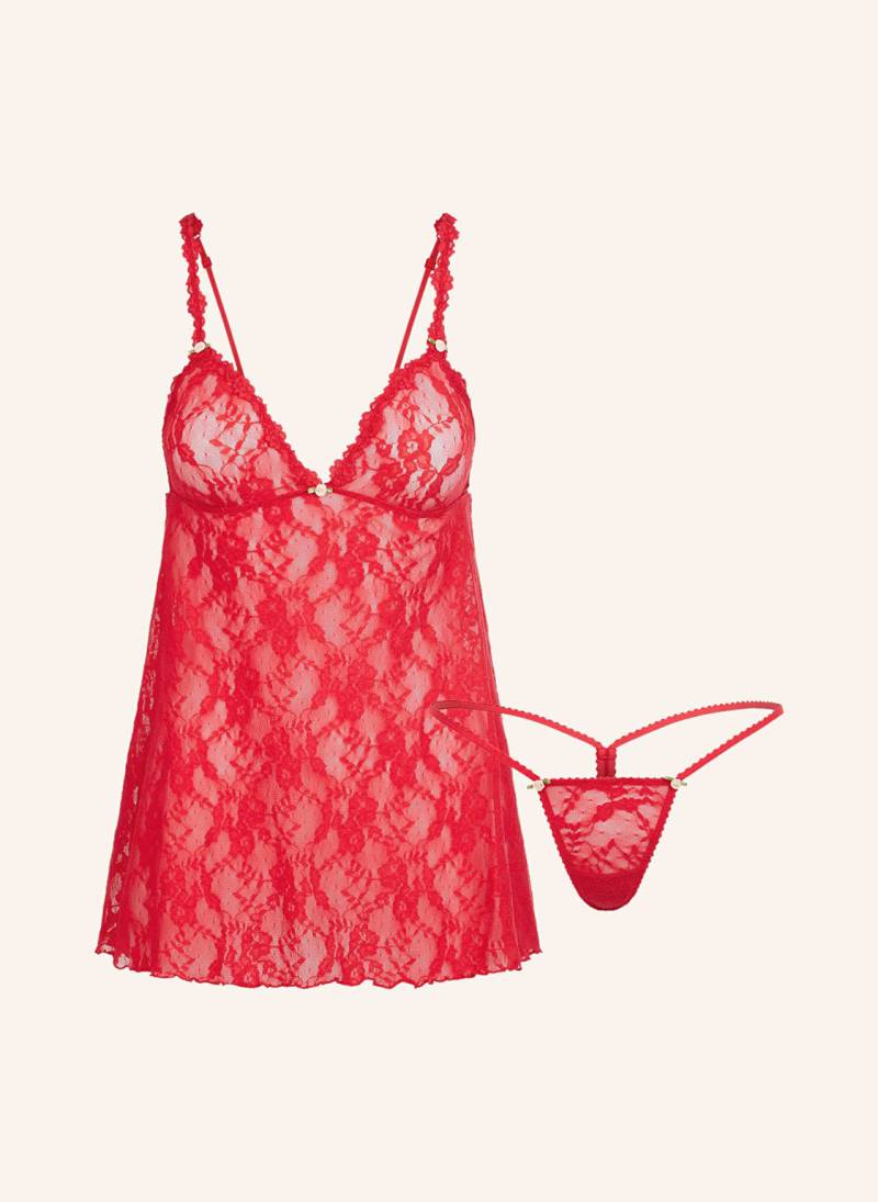 Skims Set Stretch Lace: Schlaftop Und String rot von SKIMS