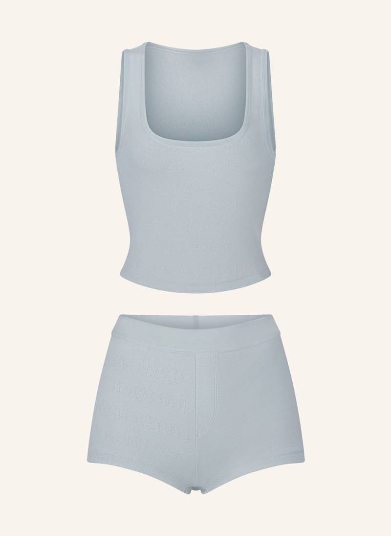 Skims Shorty-Schlafanzug Pointelle blau von SKIMS