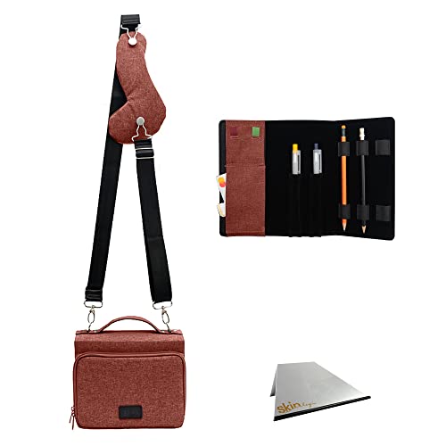 SKIN Tasche VEGAN Gr. L (Habersack) lachs-rot, mit Tragegurt, Federmäppchen, Buchstütze: Veganes Mikrofaser Jura-Einband Set für Loseblattwerke mit Textblockbreite 86 mm von SKIN