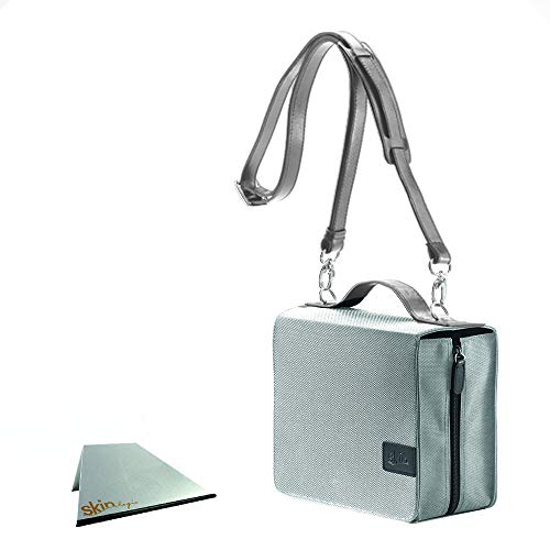 SchönfelderSkin, (Nylon-Leder) silverstone (steingrau) mit Alu-Buchstütze: Buchhüllen-Tasche mit Aluminium-Buchstütze und Tragegurt in Material Nylon & Leder, Farbe silverstone (steingrau) von Barth & Bauer