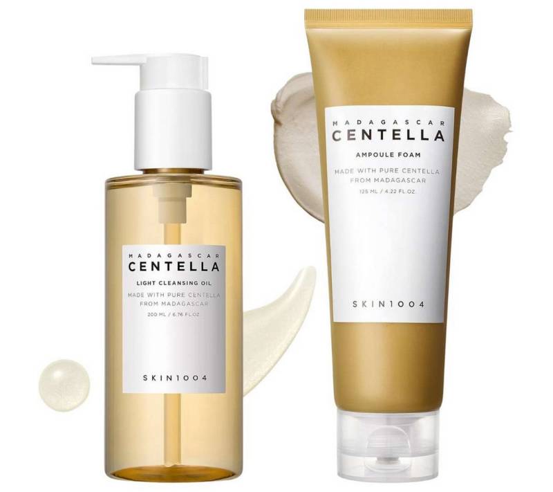 SKIN1004 Hautpflege-Set Madagascar Centella Double Cleansing Duo Set – 200 ml Light Cleansing Oil & 125 ml Ampoule Foam – sanft & effektiv Make-up Entferner &, reichhaltiger Reinigungsschaum für empfindliche Haut, vegan von SKIN1004