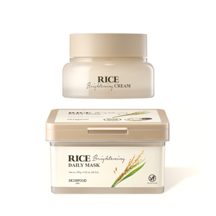 SKINFOOD - Rice Brightening Cream - 60ml (1ea) + Daily Mask - 30ea Set von SKINFOOD