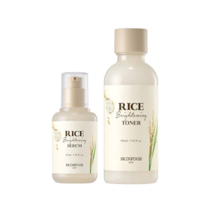 SKINFOOD - Rice Brightening Serum - 55ml (1ea) + Toner - 160ml (1ea) Set von SKINFOOD