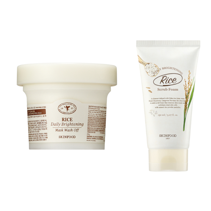 SKINFOOD - Rice Daily Brightening Mask Wash Off - 210g (1ea) + Scrub Foam - 150ml (1ea) Set von SKINFOOD