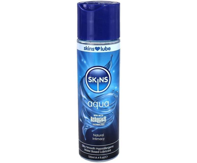 SKINS Condoms Gleitgel «Aqua» Natural Intimacy, für ein natürliches Gefühl, reaktivierbar, Flasche mit 130ml, 1-tlg., reaktivierbares Gleitgel auf Wasserbasis von SKINS Condoms