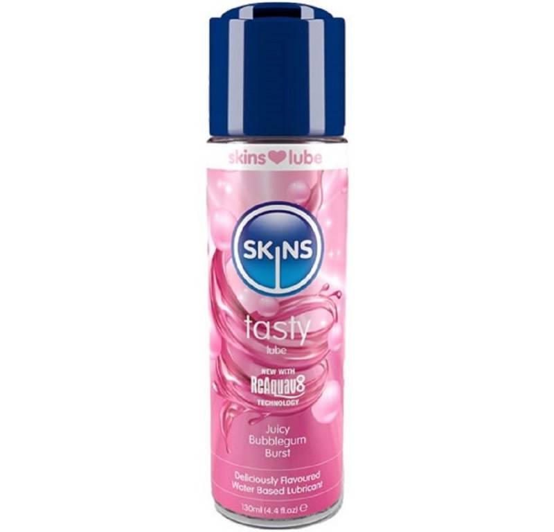 SKINS Condoms Gleitgel «Tasty» Juicy Bubblegum Burst, mit Kaugummi Geschmack, Flasche mit 130ml, 1-tlg., zuckerfreies Gleitgel mit natürlichen Aromen von SKINS Condoms