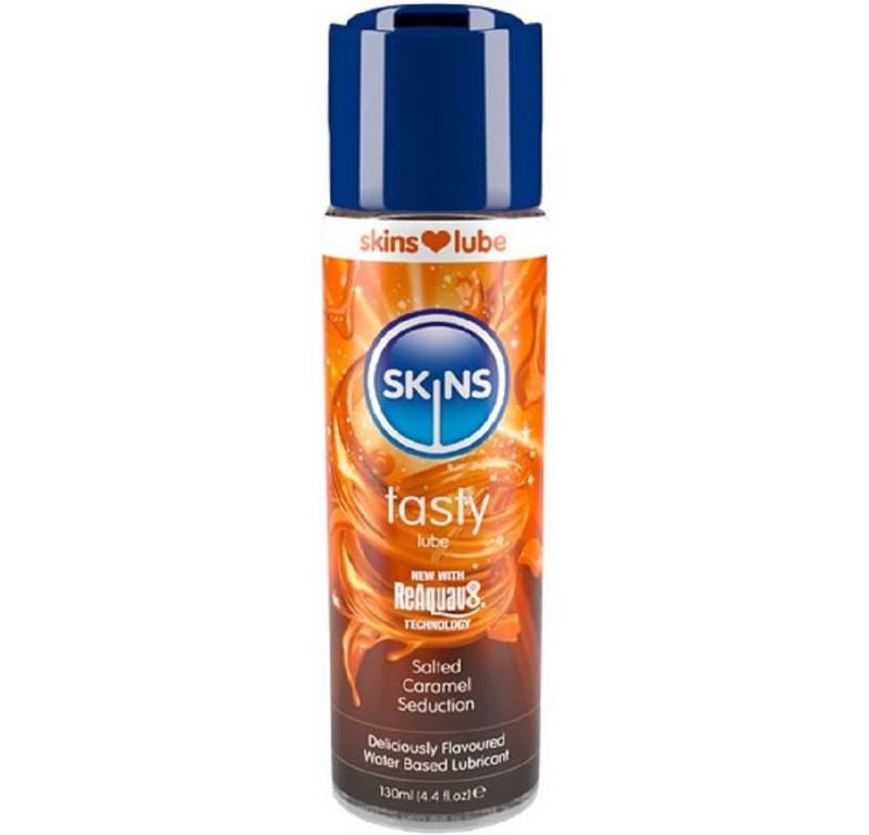 SKINS Condoms Gleitgel «Tasty» Salted Caramel Seduction, mit Karamell Geschmack, Flasche mit 130ml, 1-tlg., zuckerfreies Gleitgel mit natürlichen Aromen von SKINS Condoms