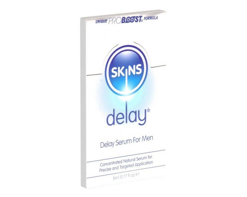 SKINS Condoms Verzögerungsmittel «Delay Serum» For Men, mit natürlichen Inhaltsstoffen, länger durchhalten, Sachet mit 5ml, 1-tlg., aktverlängerndes Serum für Männer von SKINS Condoms
